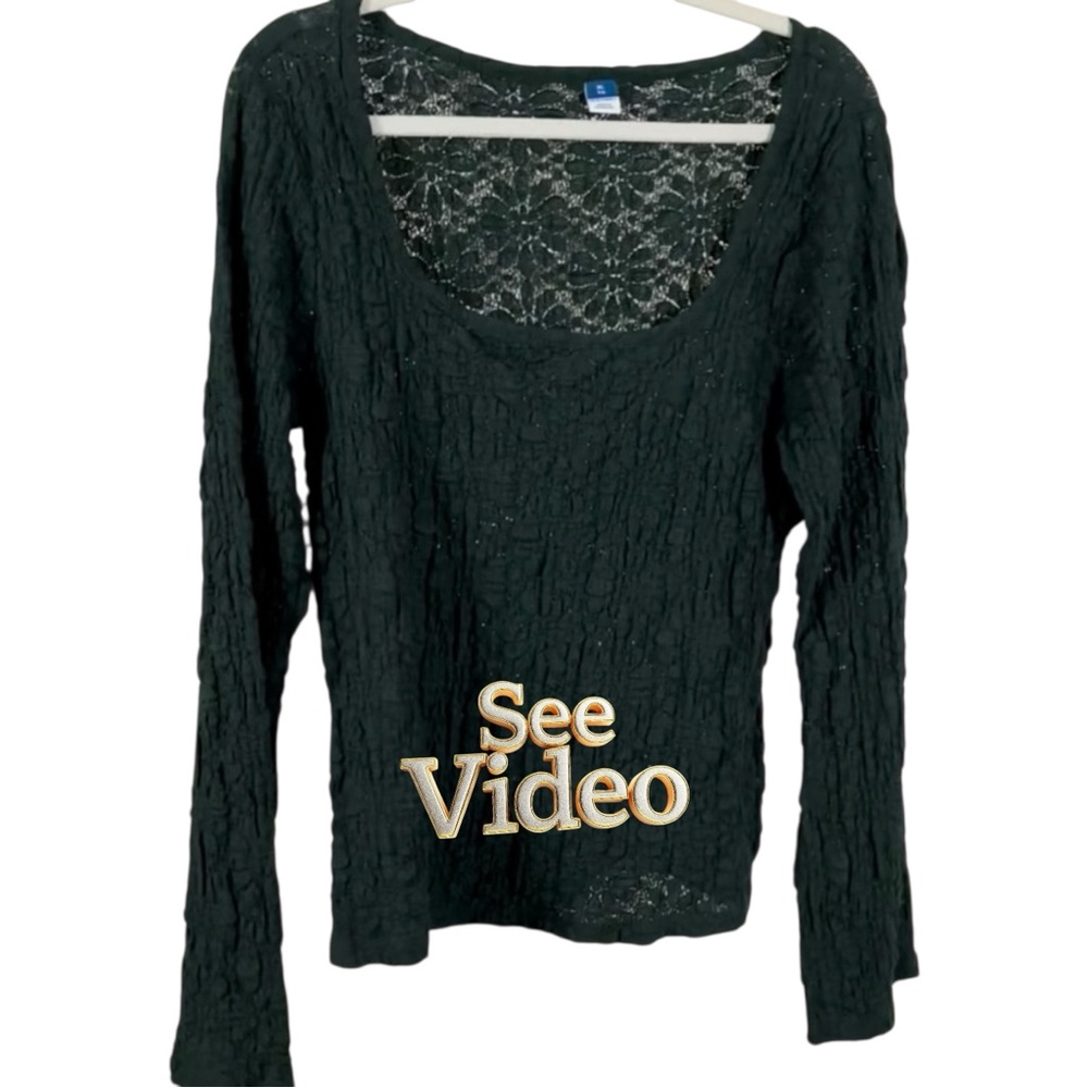 NWOT Tags Preppy OLD NAVY Green Scoop Crinkle Texture Sweater. (Size Note/Video)
